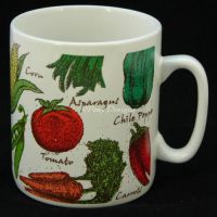 VEGETABLES Themed Corn Carrot Pea Coffee Mug